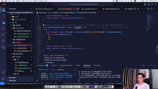 67. Viết 2 APIs tạo Column & Card trong ứng dụng Trello (phần 2) | NodeJS + MongoDB | TrungQuanDev смотреть онлайн