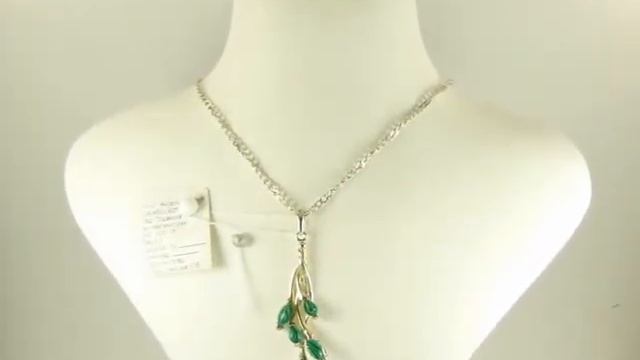 Веточка малахит в серебре - кулон Aрт. 110410006