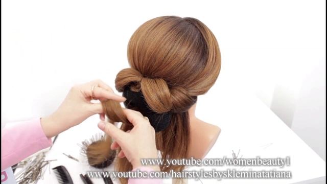 Прическа на средние и длинные волосы. Низкий пучок смотреть онлайн