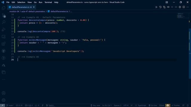 TypeScript - Zero to Hero | Demo - Default Parameters #47 смотреть онлайн