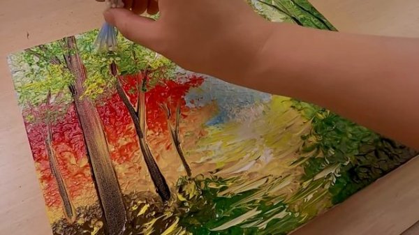 How to draw a man walking his dog / Acrylic / Painting technique