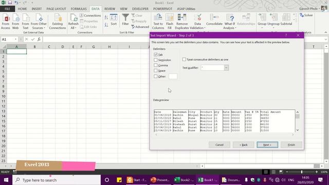 How to import data from txt or notepad in Excel 2013 & Excel 2019 in Marathi смотреть онлайн
