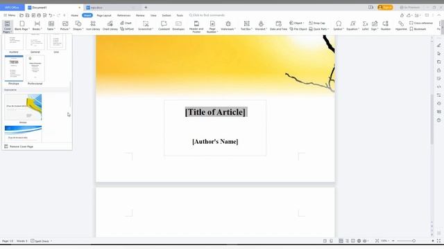 How to insert in cover pages wps office writer | how to create front page in wps office смотреть онлайн