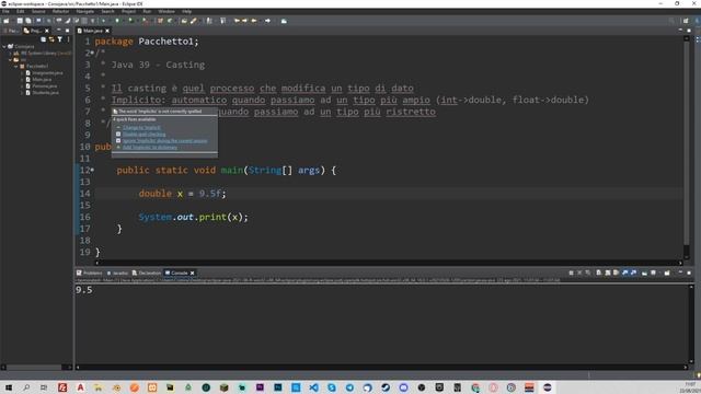Casting dei valori - JAVA TUTORIAL ITALIANO 39 смотреть онлайн