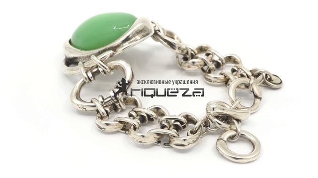 Серебряный браслет женский CICLON салатовый смотреть онлайн