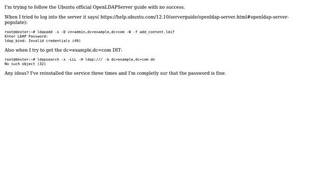 Ubuntu: Ubuntu 13.04: LDAP invalid credentials смотреть онлайн