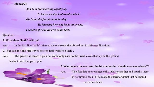 The Road Not Taken By Robert Frost Stanza Comprehension смотреть онлайн