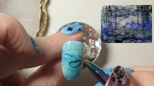 Tutorial: Nails inspired by Claude Monet's waterlily paintings смотреть онлайн