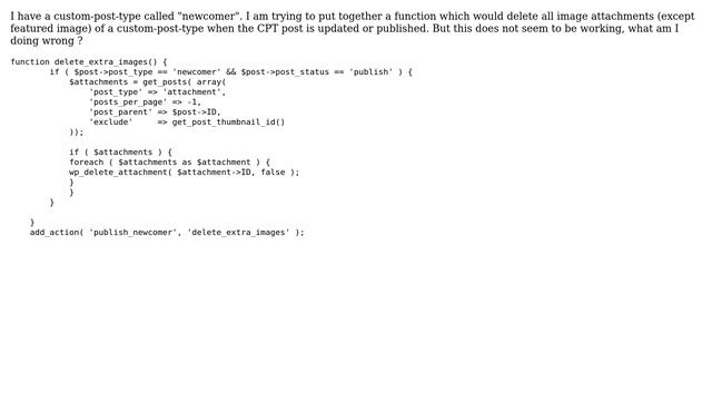 Wordpress: delete image attachments of a custom post type except featured image смотреть онлайн