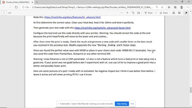 Cura Settings For Artillery Genius / Sidewinder X1