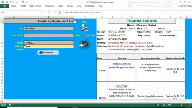 VBA/EXCEL LESSON PLAN GENERATOR смотреть онлайн
