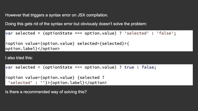 React JSX: selecting “selected” on selected select option смотреть онлайн