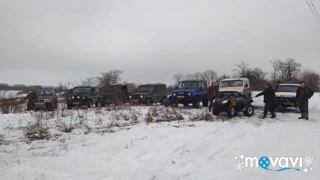 Уазы с Нивами и Ховер на покатушках в снегу смотреть онлайн