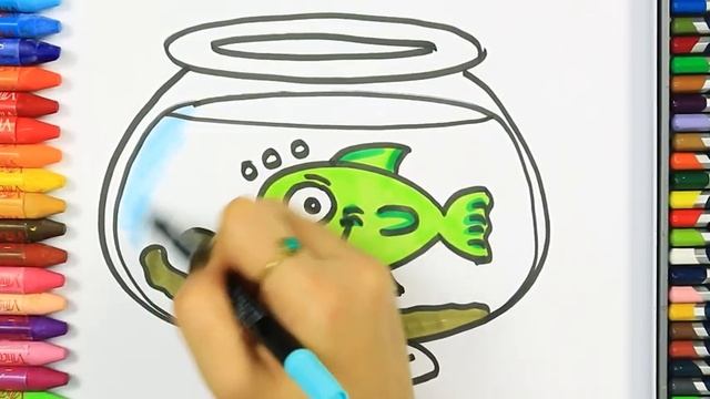 Как нарисовать зеленая рыба | Раскраски детей HD | Рисование и окраска | Рисование для детей смотреть онлайн