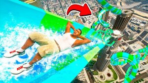 ЭКСТРЕМАЛЬНЫЙ СПУСК СО СКОЛЬЗКОЙ ГОРКИ в АКВАПАРКЕ в ГТА 5 МОДЫ! ОБЗОР МОДА в GTA 5 ВИДЕО