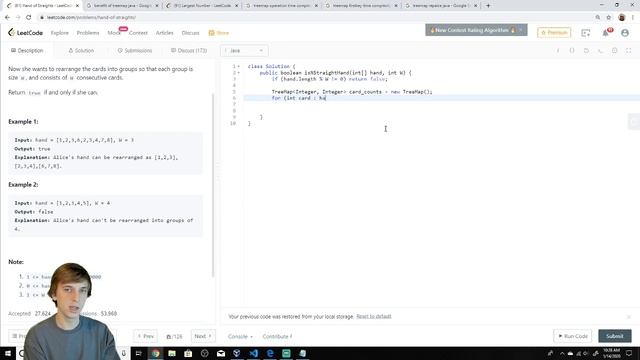 LeetCode 846. Hand of Straights (Algorithm Explained) смотреть онлайн