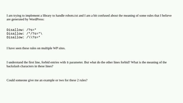 What do backslashes in WP generated robots.txt rules mean? смотреть онлайн