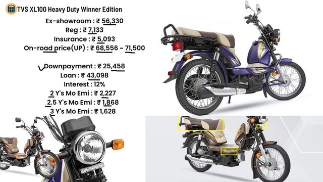 TVS XL100 2023 Price | XL100 Heavy Duty Winner Edition on road price 2023,Downpayment,Loan,Emi смотреть онлайн