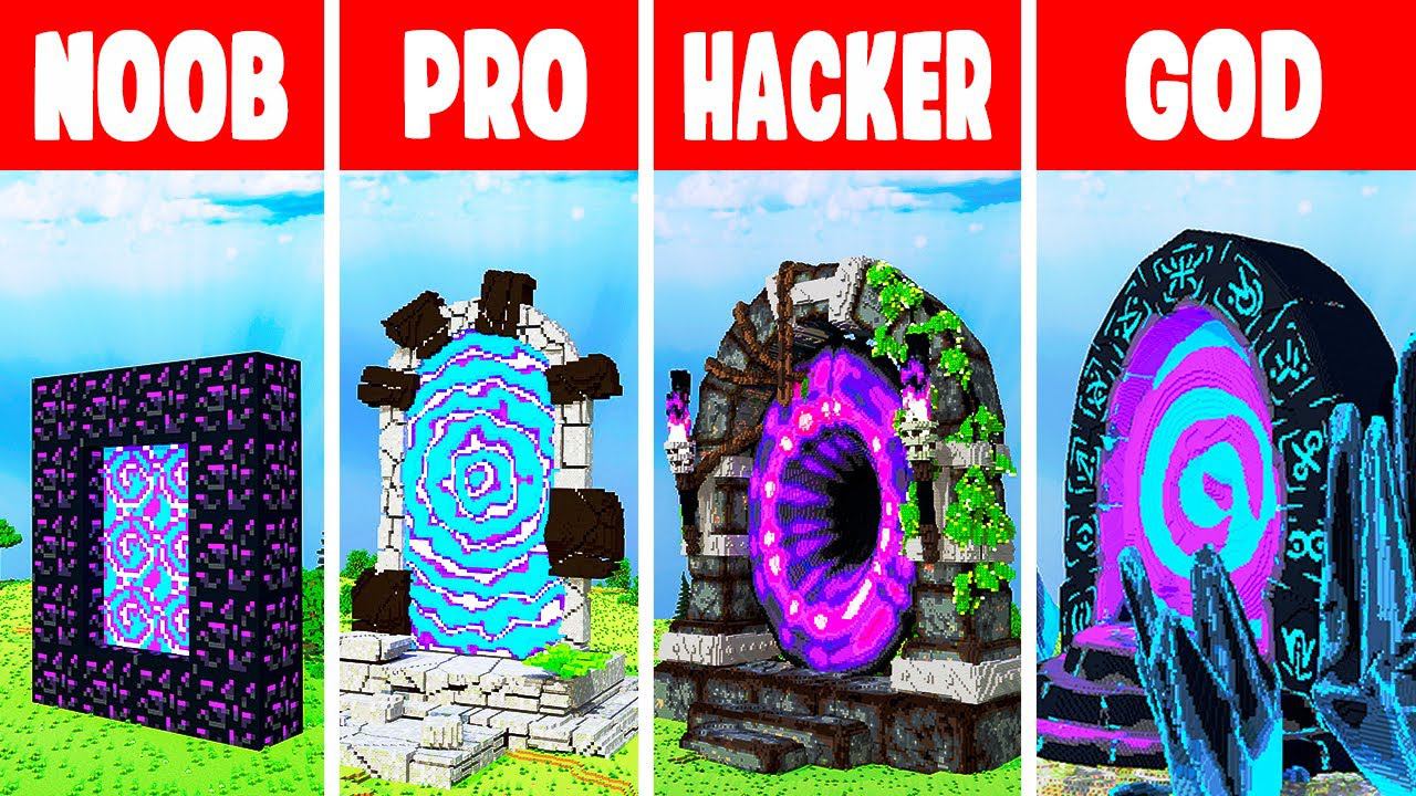 Minecraft NETHER PORTAL STATUE BUILD CHALLENGE - NOOB vs PRO vs HACKER vs GOD / +Animation смотреть онлайн