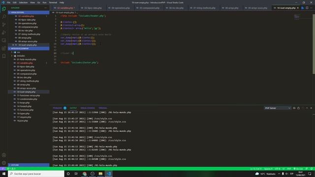 isset y empty en PHP смотреть онлайн