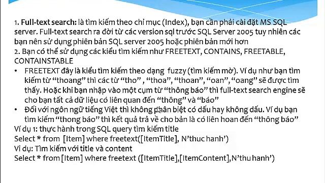 Full-text Search trong MS SQL Server смотреть онлайн
