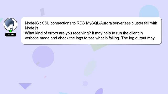 NodeJS : SSL connections to RDS MySQL/Aurora serverless cluster fail with Node.js смотреть онлайн