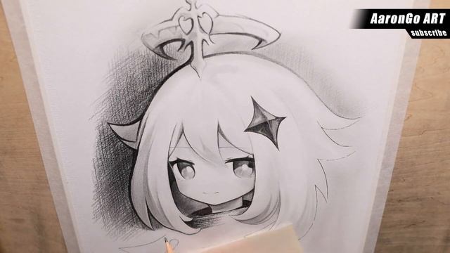 Albedo draws Paimon / Genshin / sketch / drawing смотреть онлайн