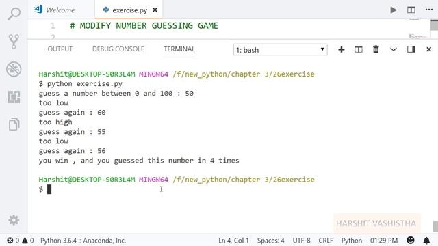 Exercise 6 / modify number guessing game : Python tutorial 64 смотреть онлайн