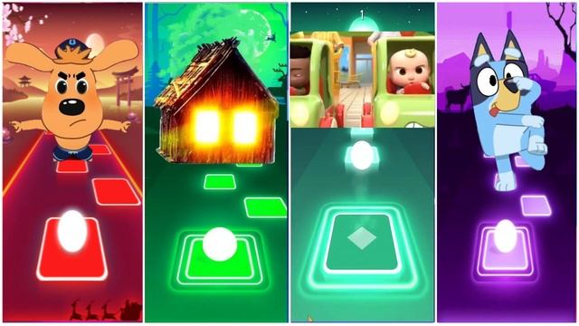 Sheriff Labrador ? Spider House Head ? Cocomelon ? Bluey Bingo | Tiles Hop EDM Rush! смотреть онлайн