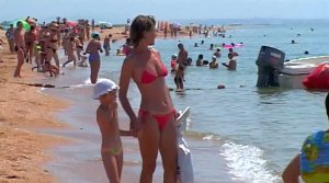 Анапа. Пляж в Витязево летом