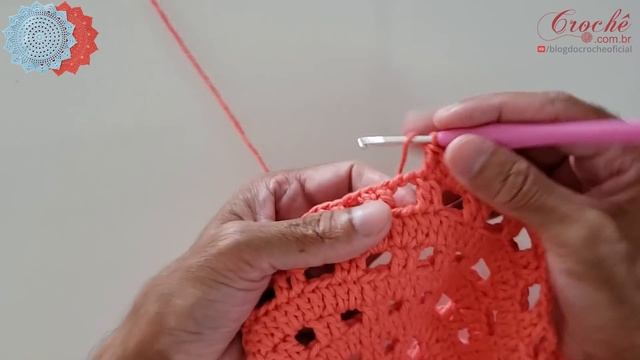 SOUSPLAT EM CROCHÊ - Modelo CORAL  Passo A Passo / Jogo Americano Em Crochê Passo A Passo