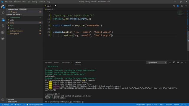 How to get user input using Commander | Node.JS Tutorial-6 in Hindi смотреть онлайн