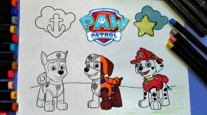 Раскраска Щенячий Патруль. Гончик, Зума, Маршал. Щенки