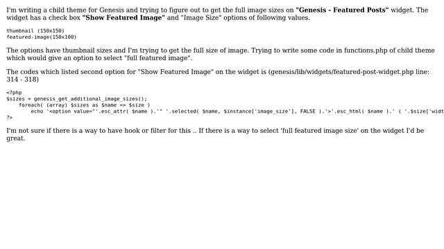 Wordpress: Select full Image Size on widget "Genesis - Featured Posts" (2 Solutions!!) смотреть онлайн
