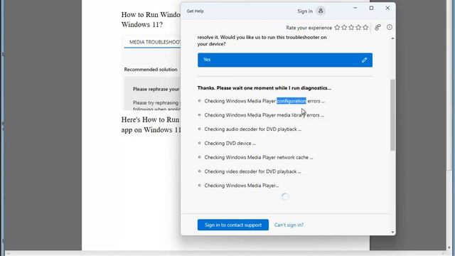Run Windows Media Player Troubleshooter in Get Help app on Windows 11 смотреть онлайн