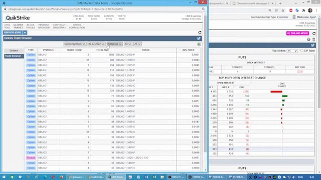 Опционные уровни на Валютах по данным с сайта CME Group от 03.02.22 смотреть онлайн