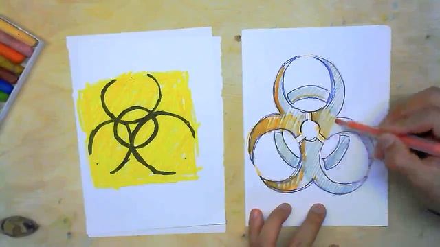 Рисуем знак БИОЛОГИЧЕСКОЙ опасности