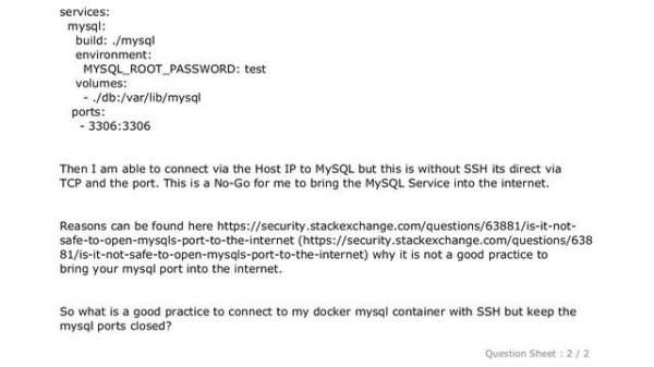 MySQL : How to connect to a MySQL Docker Container via SSH?