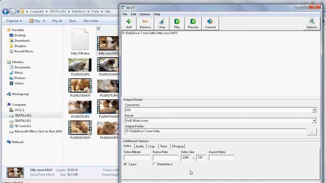 Using WinFF free video conversion tool - Quicktime MOV to AVI смотреть онлайн