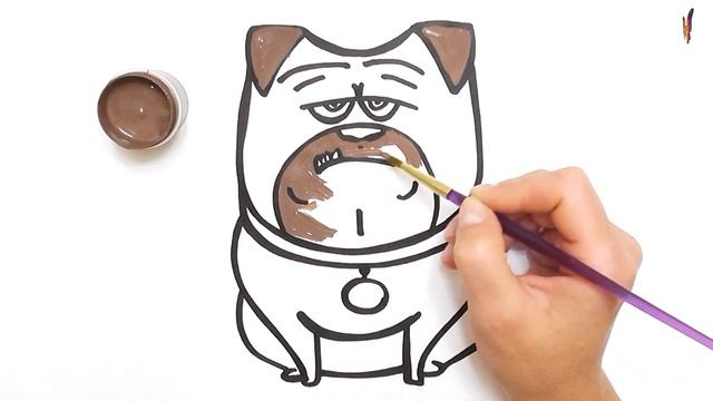 Раскраска собака МОПС МЭЛ. Герои мультфильма «Тайная жизнь домашних животных» Раскраски Малышам. смотреть онлайн