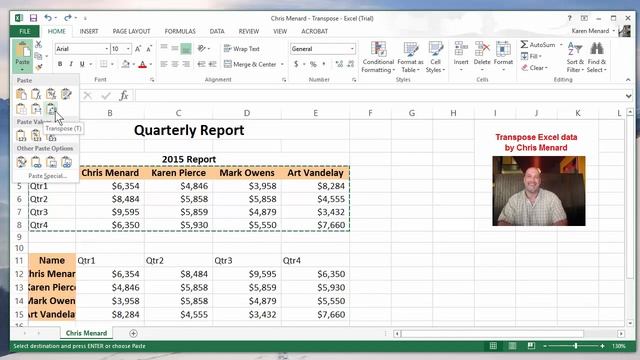 Transpose data in Microsoft Excel by Chris Menard смотреть онлайн