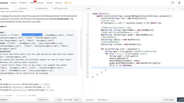 Leetcode 721(medium). Accounts Merge合并账号【DFS/Recursion】中文 смотреть онлайн