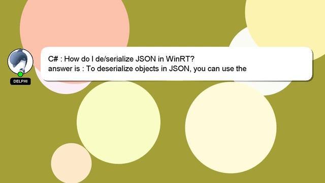 C# : How do I de/serialize JSON in WinRT? смотреть онлайн
