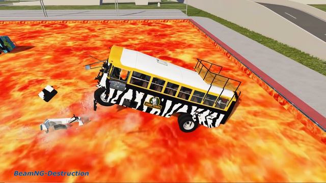 Cars vs Lava Pools Monster Truck, School Bus, Camionette #4 – BeamNG.Drive смотреть онлайн