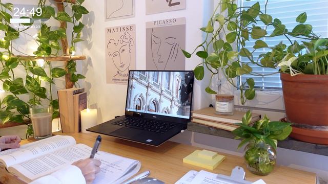 3-HOUR STUDY WITH ME | Relaxing fireplace + rain sound ☔ / Pomodoro 50/10 timer смотреть онлайн