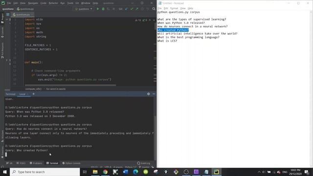 CS50 Introduction to Artificial Intelligence with Python: Project 6b -- Questions смотреть онлайн