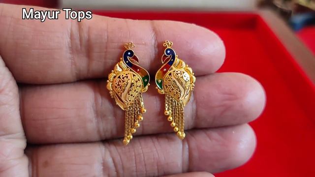 New Design gold Earrings 2022/latest gold earrings with weight and price смотреть онлайн