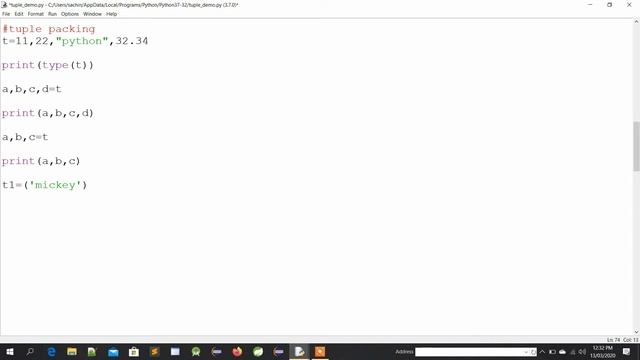 Tuple creation with one element and Without Using Parenthesis смотреть онлайн
