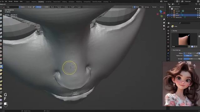 Создаю стилизованную голову персонажа в 3Д | Blender 3.6 | Sculpting "часть 1" смотреть онлайн