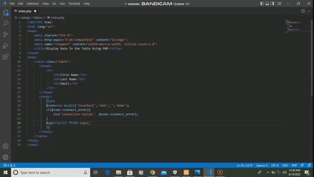 Display Data in a Table Using PHP(XAMPP SERVER) смотреть онлайн